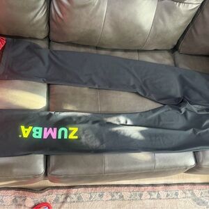 Zumba Fitness Kids Black Leggings with Neon Green, Pink & Yellow Logo